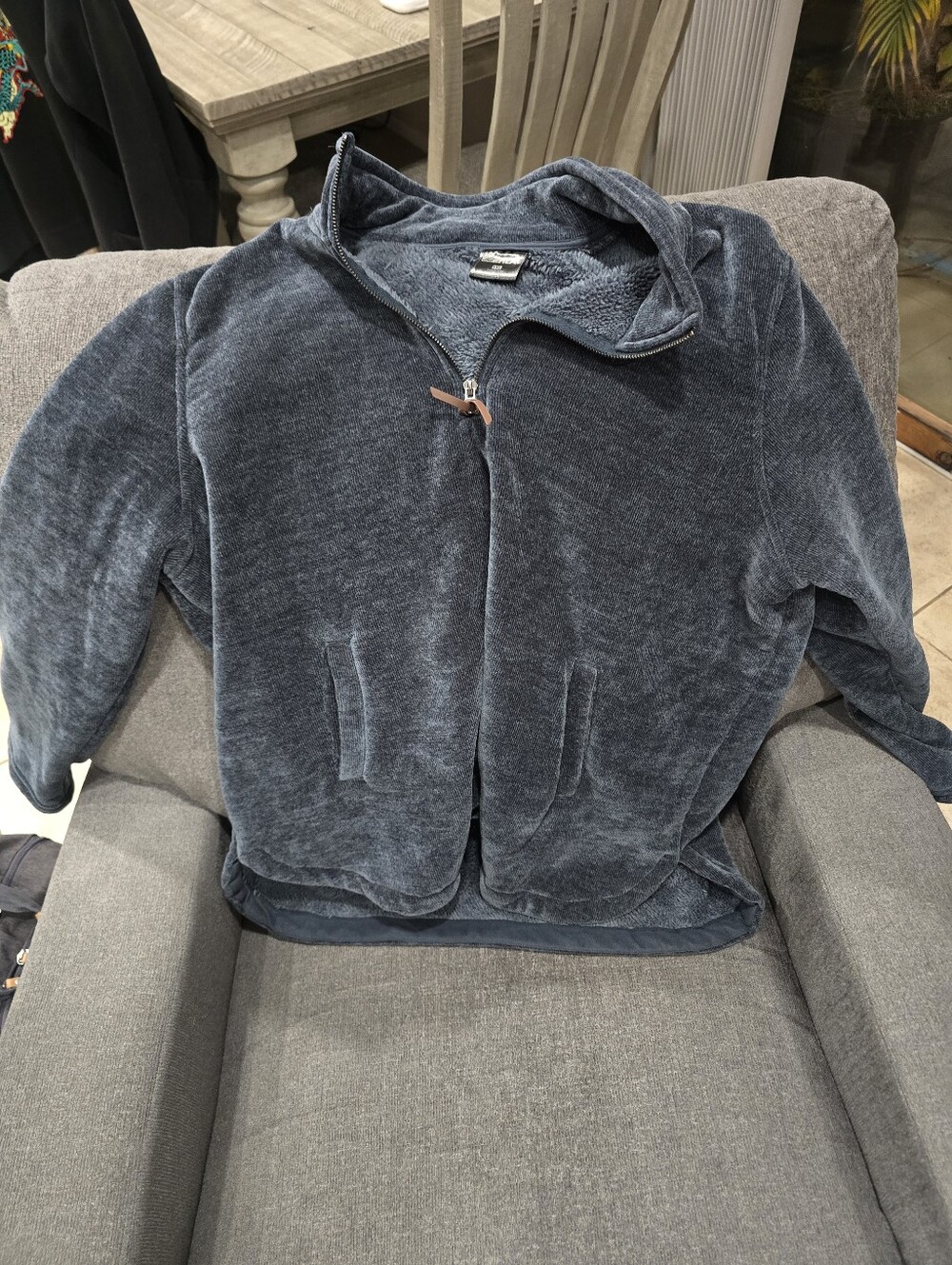 Cozy Plush Zip Jacket in Dark Blue